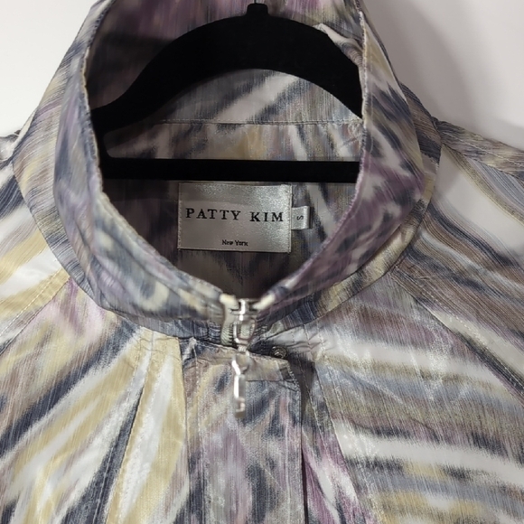 Patty Kim | Pastel Marble Wave Lightweight Utility Blazer Trench Jacket Size S - Picture 11 of 11